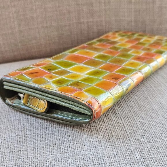 Cocco Fiore Women Clutch Wallet Multi Color Patent Leather Card Holder Purse - Picture 8 of 16